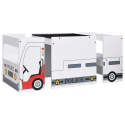 vidaXL Set Tavolo e Sedia per Bambini 3 pz Design Auto Polizia in MDF