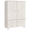 vidaXL Armadio Bianco 99x45x137 cm in Legno Massello di Pino