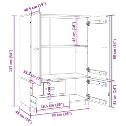 vidaXL Armadio HAMAR Miele 99x45x137 cm in Legno Massello di Pino