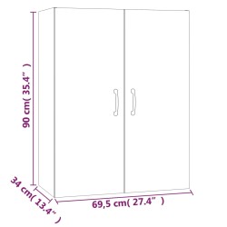 vidaXL Mobile Pensile Nero 69,5x34x90 cm in Legno ingegnerizzato