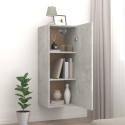 vidaXL Armadietto a Muro Grigio Cemento 34,5x34x90cm Legno ingegnerizzato