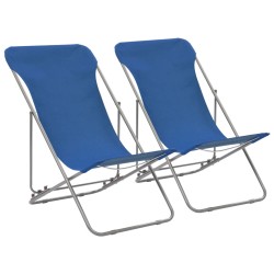 vidaXL Sedie da Spiaggia Pieghevoli 2 pz Acciaio e Tessuto Oxford Blu