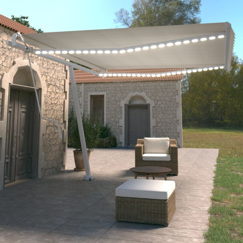    Tenda Automatica con Sensore Vento e LED 450x350 cm Crema