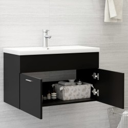 vidaXL Mobile da Bagno con Lavabo Integrato Nero in Truciolato