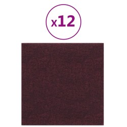 vidaXL Pannelli Murali 12 pz Viola 30x30 cm in Tessuto 1,08 m²