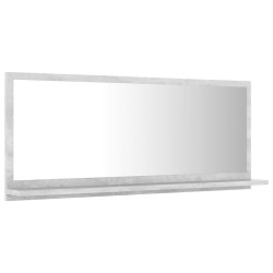 Specchio da Bagno Grigio Cemento 90x10,5x37 cm in Truciolato