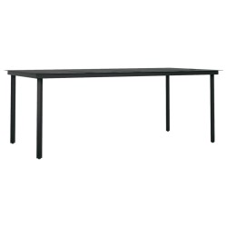 vidaXL Tavolo da Pranzo da Giardino Nero 200x100x74 cm Acciaio e Vetro