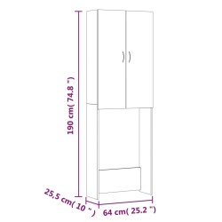 Mobile per Lavatrice Rovere Marrone 64x25,5x190 cm