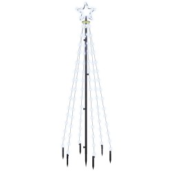 Albero di Natale con Puntale Bianco Freddo 108 LED 180 cm