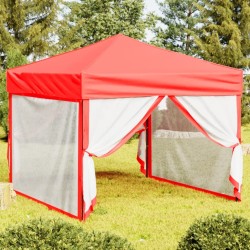 Tenda per Feste Pieghevole con Pareti Laterali Rosso 3x3 m