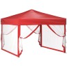 Tenda per Feste Pieghevole con Pareti Laterali Rosso 3x3 m