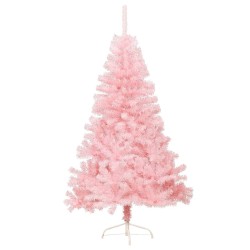 Albero di Natale Artificiale a Metà con Supporto Rosa 120cm PVC