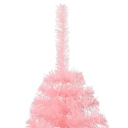 Albero di Natale Artificiale a Metà con Supporto Rosa 120cm PVC