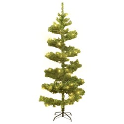 Albero di Natale a Spirale con Base e LED Verde 150 cm PVC