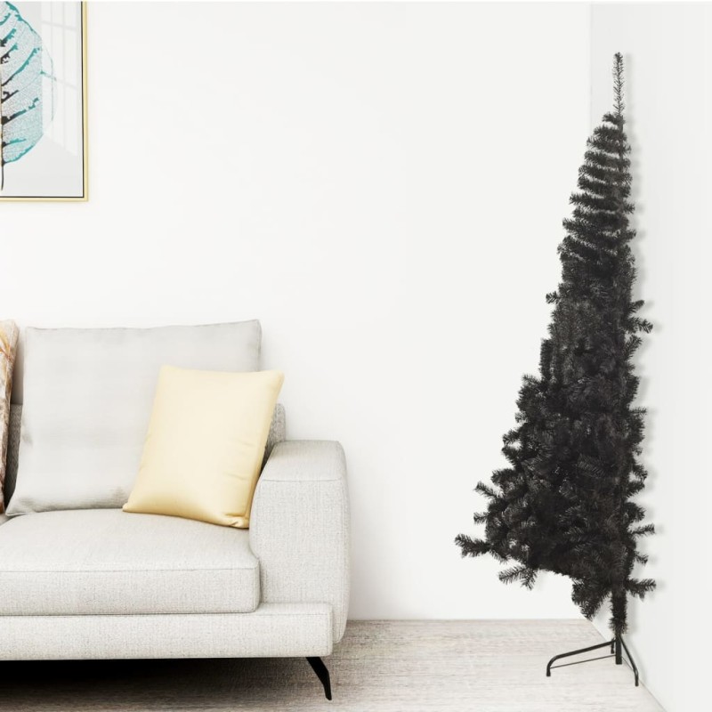 Albero di Natale Artificiale a Metà con Base Nero 120 cm PVC