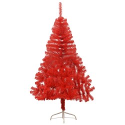 Albero Natale Artificiale a Metà con Supporto Rosso 120 cm PVC