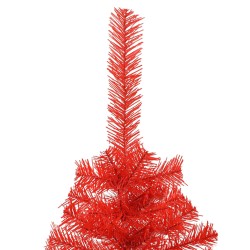 Albero Natale Artificiale a Metà con Supporto Rosso 120 cm PVC