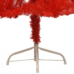 Albero Natale Artificiale a Metà con Supporto Rosso 120 cm PVC