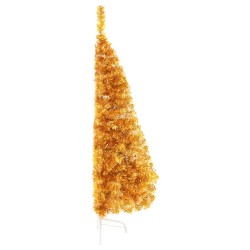 Albero di Natale Artificiale a Metà con Supporto Oro 120 cm PVC