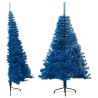 Albero di Natale Artificiale a Metà con Supporto Blu 120 cm PVC