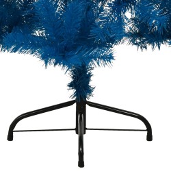 Albero di Natale Artificiale a Metà con Supporto Blu 120 cm PVC