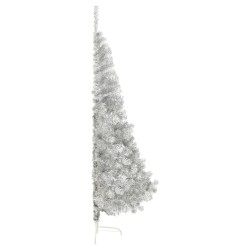 Albero di Natale Artificiale a Metà con Base Argento 180 cm PVC