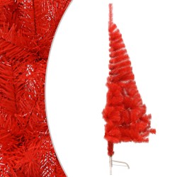 Albero Natale Artificiale a Metà con Supporto Rosso 180 cm PVC