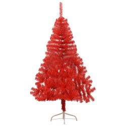 Albero Natale Artificiale a Metà con Supporto Rosso 180 cm PVC