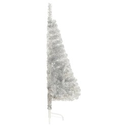 Albero di Natale Artificiale a Metà con Base Argento 120 cm PVC