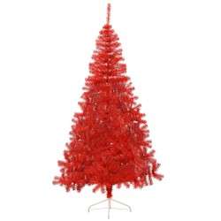 Albero Natale Artificiale a Metà con Supporto Rosso 240 cm PVC