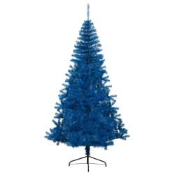 Albero di Natale Artificiale a Metà con Supporto Blu 240 cm PVC