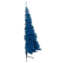 Albero di Natale Artificiale a Metà con Supporto Blu 240 cm PVC