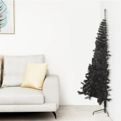 Albero di Natale Artificiale a Metà con Base Nero 180 cm PVC