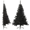 Albero di Natale Artificiale a Metà con Base Nero 180 cm PVC