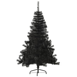 Albero di Natale Artificiale a Metà con Base Nero 180 cm PVC