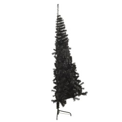 Albero di Natale Artificiale a Metà con Base Nero 180 cm PVC