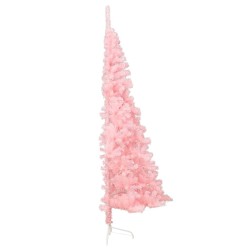 Albero di Natale Artificiale a Metà con Supporto Rosa 150cm PVC