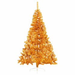 Albero di Natale Artificiale a Metà con Supporto Oro 210 cm PVC