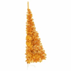 Albero di Natale Artificiale a Metà con Supporto Oro 210 cm PVC