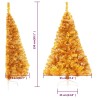 Albero di Natale Artificiale a Metà con Supporto Oro 150 cm PVC