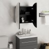 Armadio da Bagno con Specchio Rotondo e LED Nero 47x47x17,5 cm