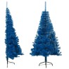 Albero di Natale Artificiale a Metà con Supporto Blu 180 cm PVC