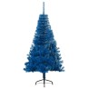 Albero di Natale Artificiale a Metà con Supporto Blu 180 cm PVC