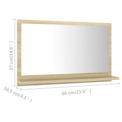 vidaXL Specchio da Bagno Rovere Sonoma 60x10,5x37 cm in Truciolato