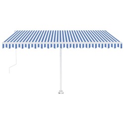    Tenda Automatica con Sensore Vento e LED 450x350 cm Blu Bianca