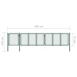 Cancello da Giardino in Acciaio 75x495 cm Verde