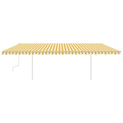 Tenda da Sole Retrattile Manuale con LED 6x3,5 m Gialla Bianca