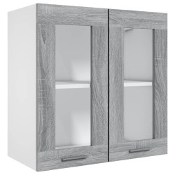 Pensile in Vetro Grigio Sonoma 60x31x60 cm Legno ingegnerizzato