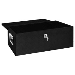 Contenitore Portaoggetti Nero 90x47x33,5 cm in Alluminio