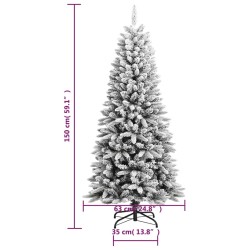 Albero di Natale Artificiale con Neve Floccata 150 cm PVC e PE